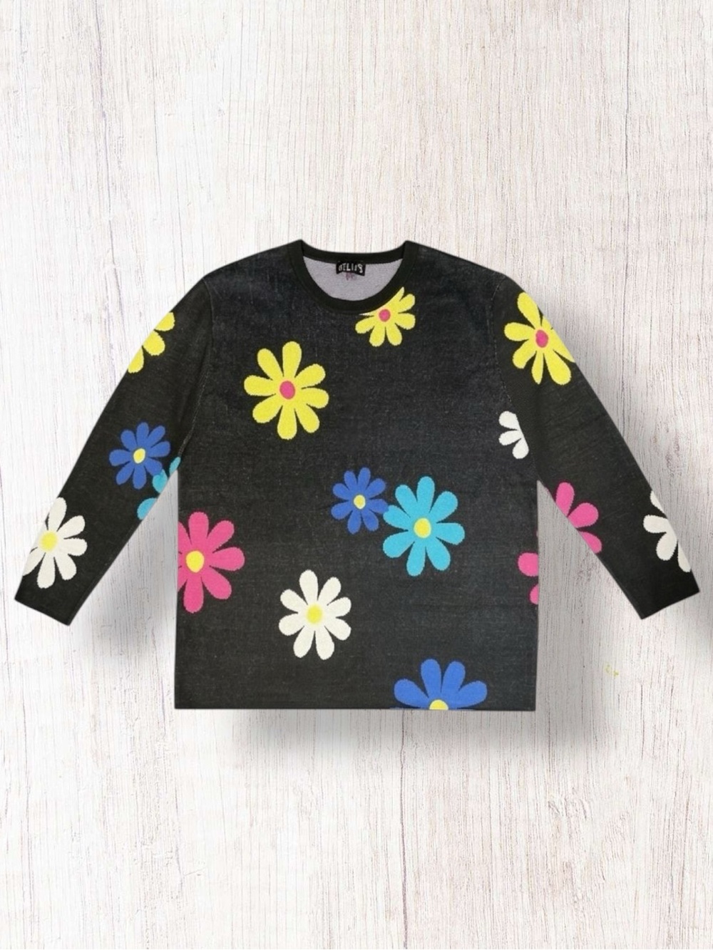 Dolls Kill dELiA*s Sweater Multicolor Daisy Intarsia Knit Retro Mod XXL NWOT